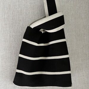Black and White Striped Knot Bag